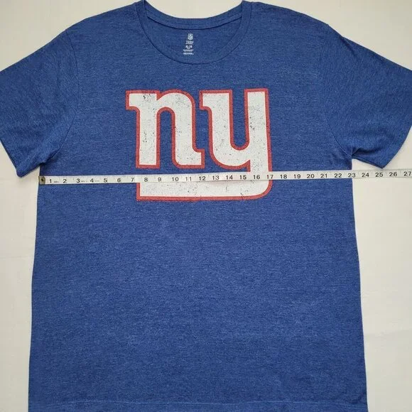NY Giants T-Shirt Blue Heathered Logo NFL Team Apparel Mens XL Fanwear Gameday - Picture 2 of 10